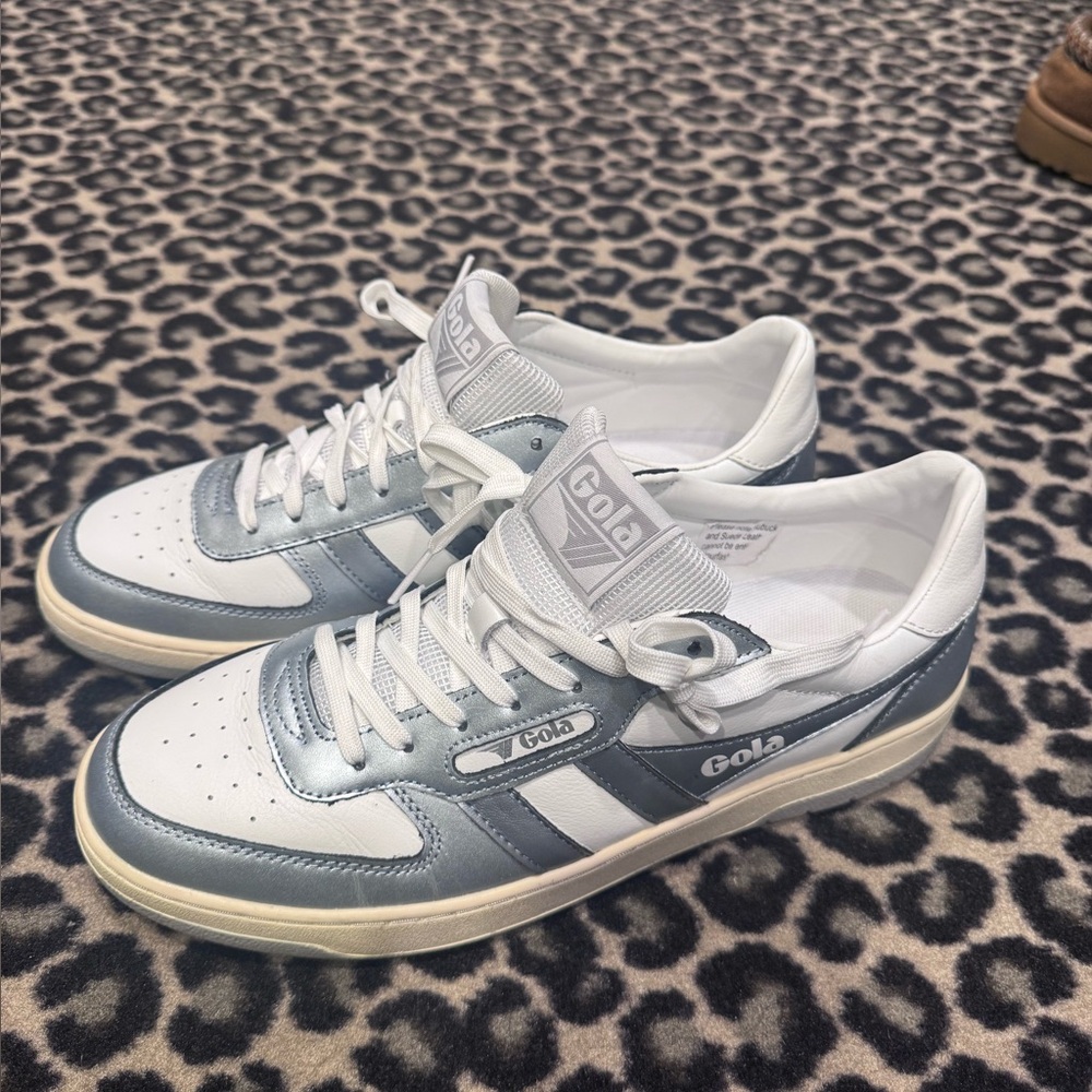 Gola Metallic Silver and White Sneakers